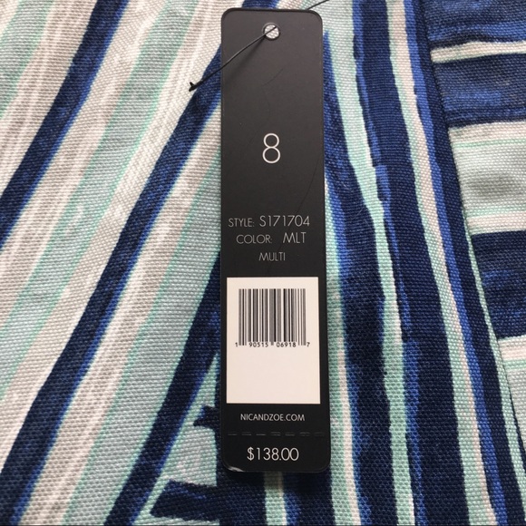 Nic & Zoe Navy, White & Light Blue Palm Leaf Skirt Size 8 - Picture 8 of 13